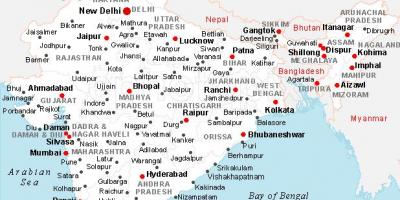 Indijas karte ar pilsētām